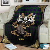 Shaw Modern Tartan Crest Premium Blanket - Celtic Stag style